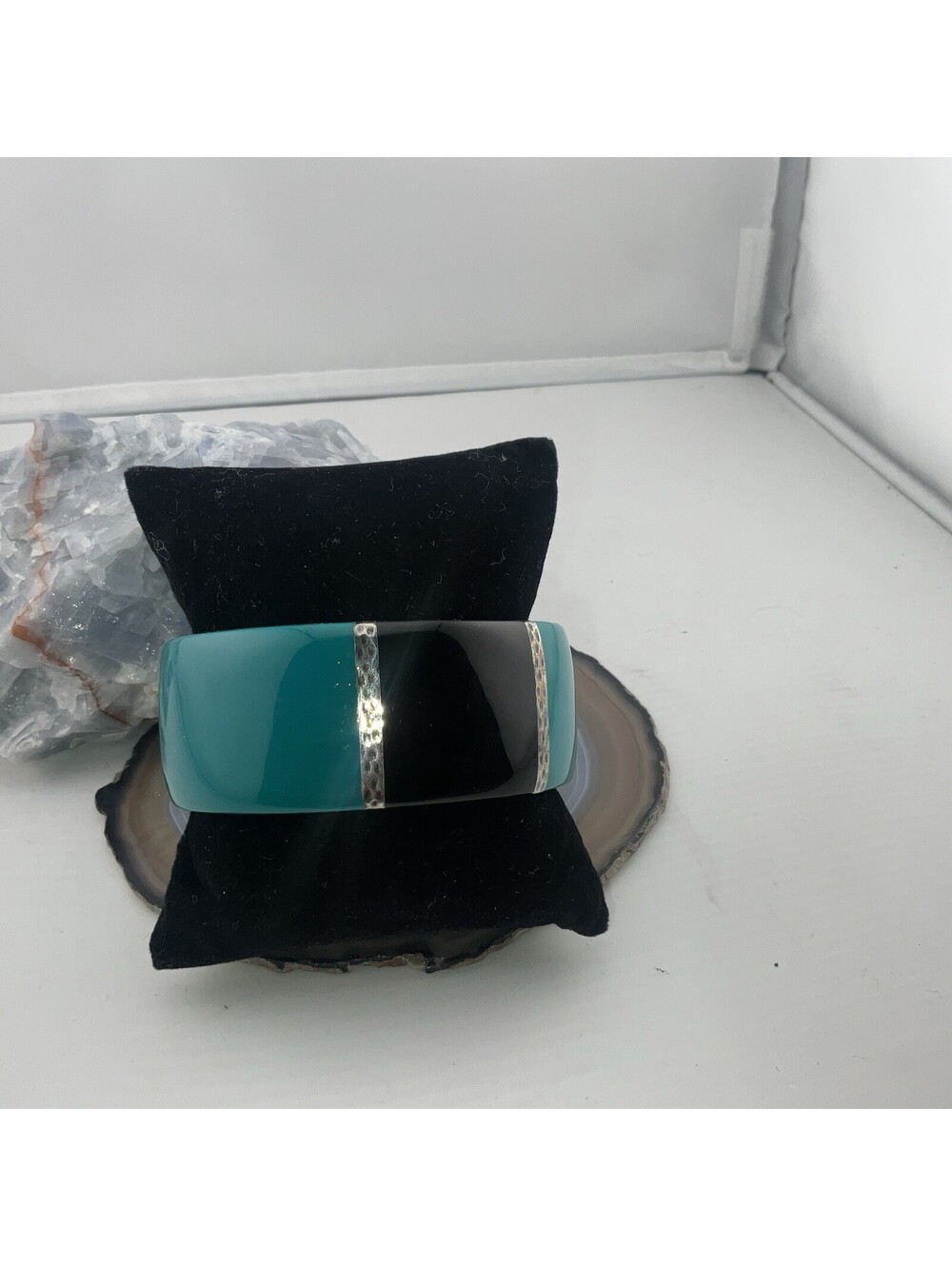 IPPOLITA resin and sterling silver BAND, wide bangle bracelet In Teal & Black